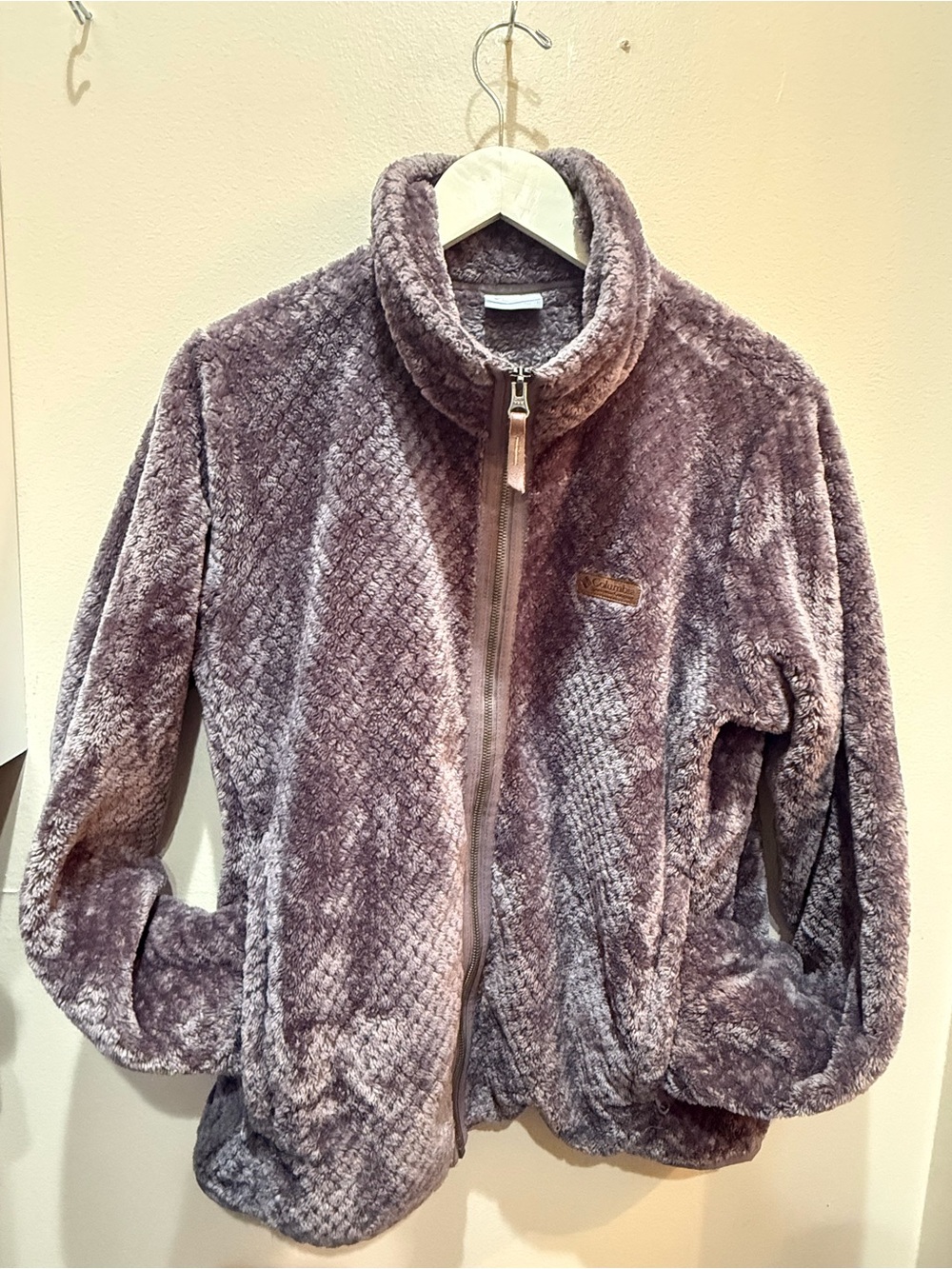 Columbia Plush Sherpa Fleece Full Zip Jacket Purple Gray XL